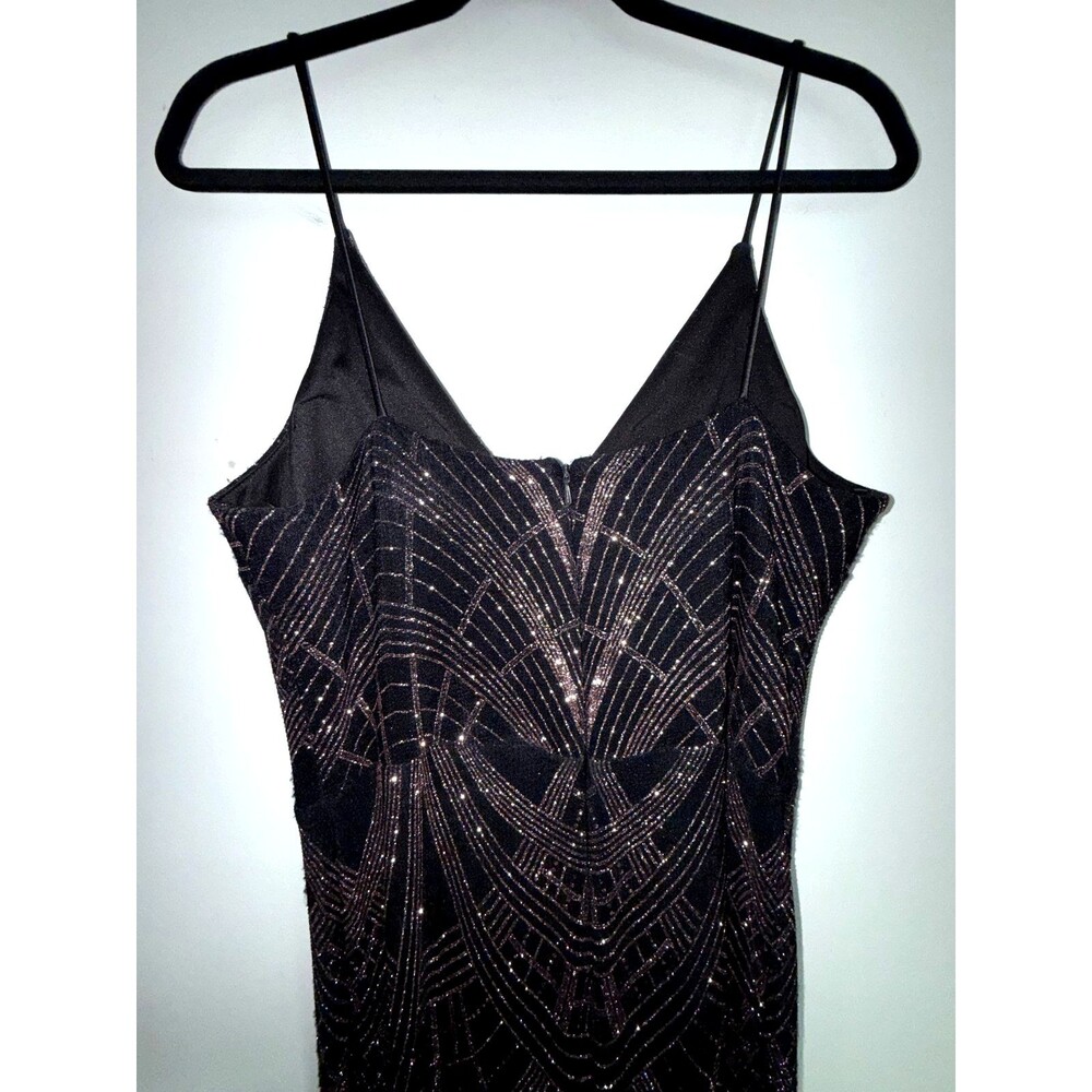 B&A Betsy & Adam Beaded Art Deco Evening Gown Black Formal Maxi Dress Sz 16 Glit - Picture 5 of 11